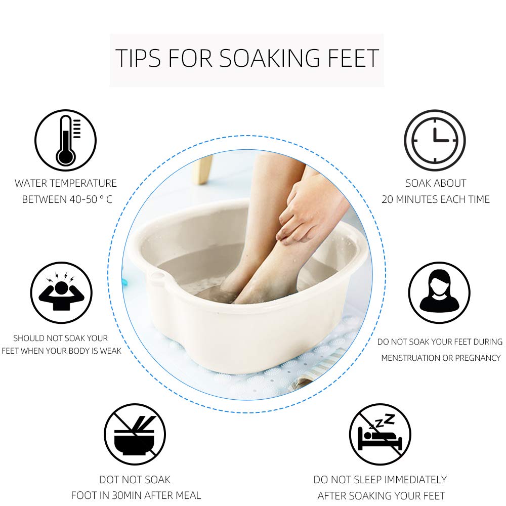 Ownest Foot Bath Spa,Water Spa and Foot Massage, Sturdy Plastic Foot Basin for Soaking Foot,Toe Nails, and Ankles,Pedicure,Portable Foot Tub-White: Kitchen & Dining