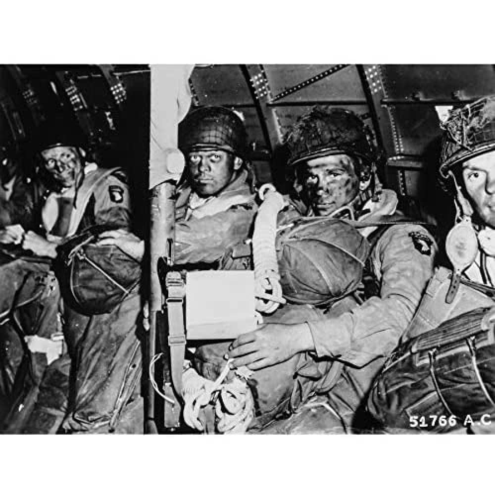Artery8 War WWII USA Paratroopers D-Day 1944 Photo Art Print Canvas Premium Wall Decor Poster Mural