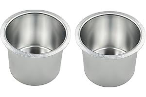 SEETOOOGAMES Jumbo Aluminum Drop-in Poker Table Cup Holder Insert (Pack of 2) (Silver)
