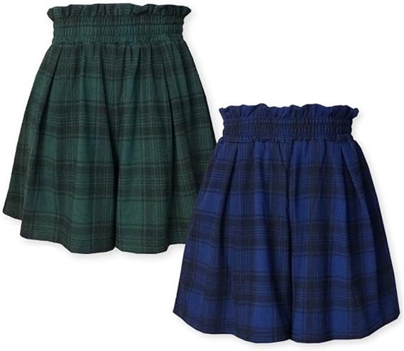 Amazon 子供服 女の子 キュロット フレア スカート スカパン ボトム チェック柄 フリル ウエストゴム 女児 キッズ スカート 通販