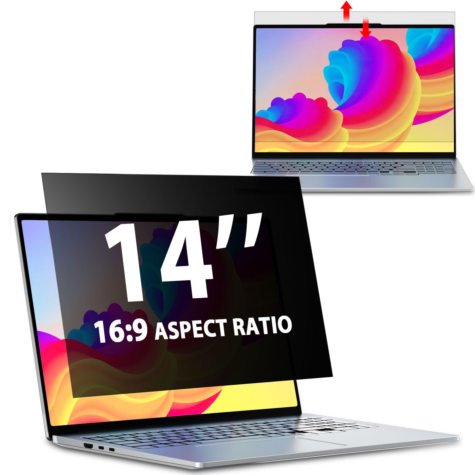 Photo 1 of Laptop Privacy Screen 14 Inch 16:9 Aspect Ratio, Laptop Screen Privacy Shield Compatible With Lenovo Hp Dell Acer Asus Thinkpad Envy Xps, Removable Anti Glare Blue Light Computer Filter Protector