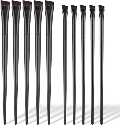 KALIONE 10 Pack Flat Eyebrow Tint Brush Angled Eyeliner Brush Set Ultra Thin
