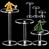 Burbell 6 Pieces Acrylic Display Stand Flying Miniatures Combat Riser | Round Clear Flight Acrylic Stands for Display Tabletop Rpg Board Game Cake