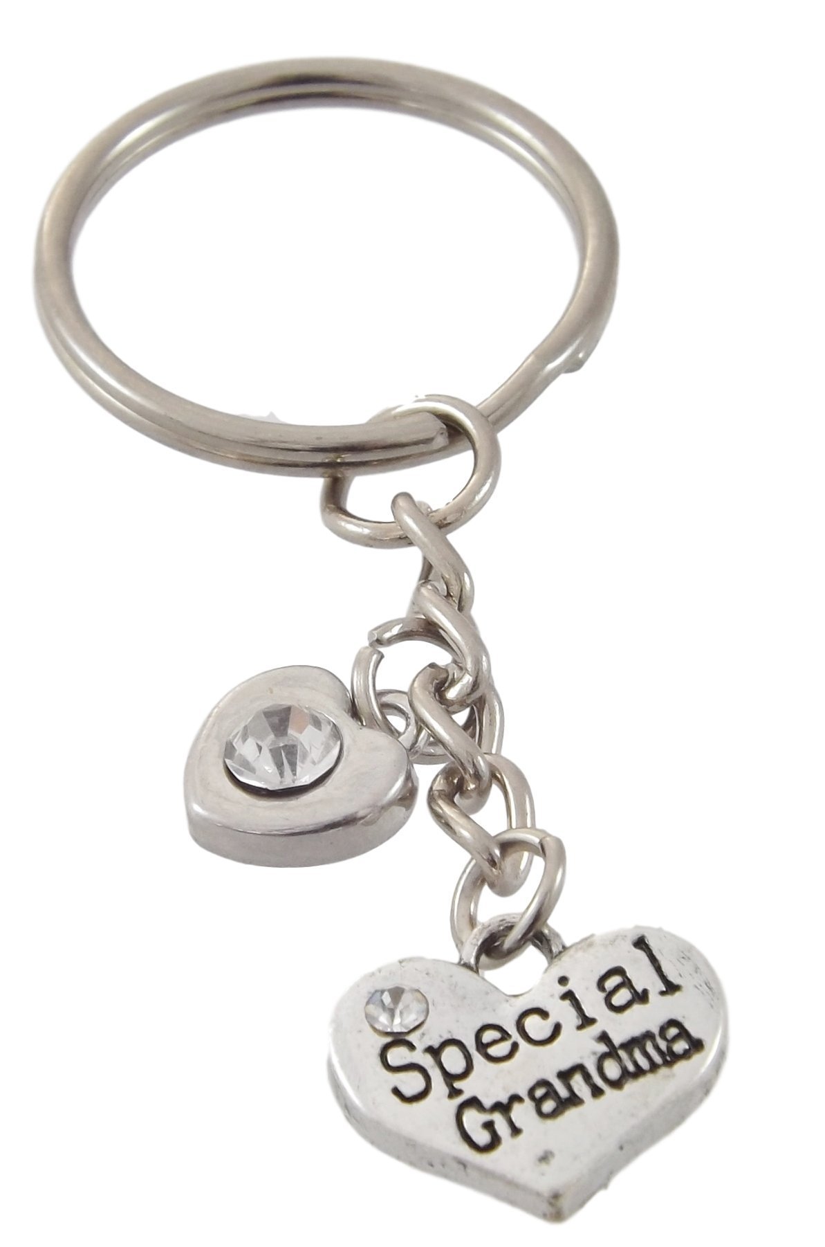 FizzyButton Gifts Special Grandma Heart Keyring Key Ring with Rhinestone Charms and White Gift Box