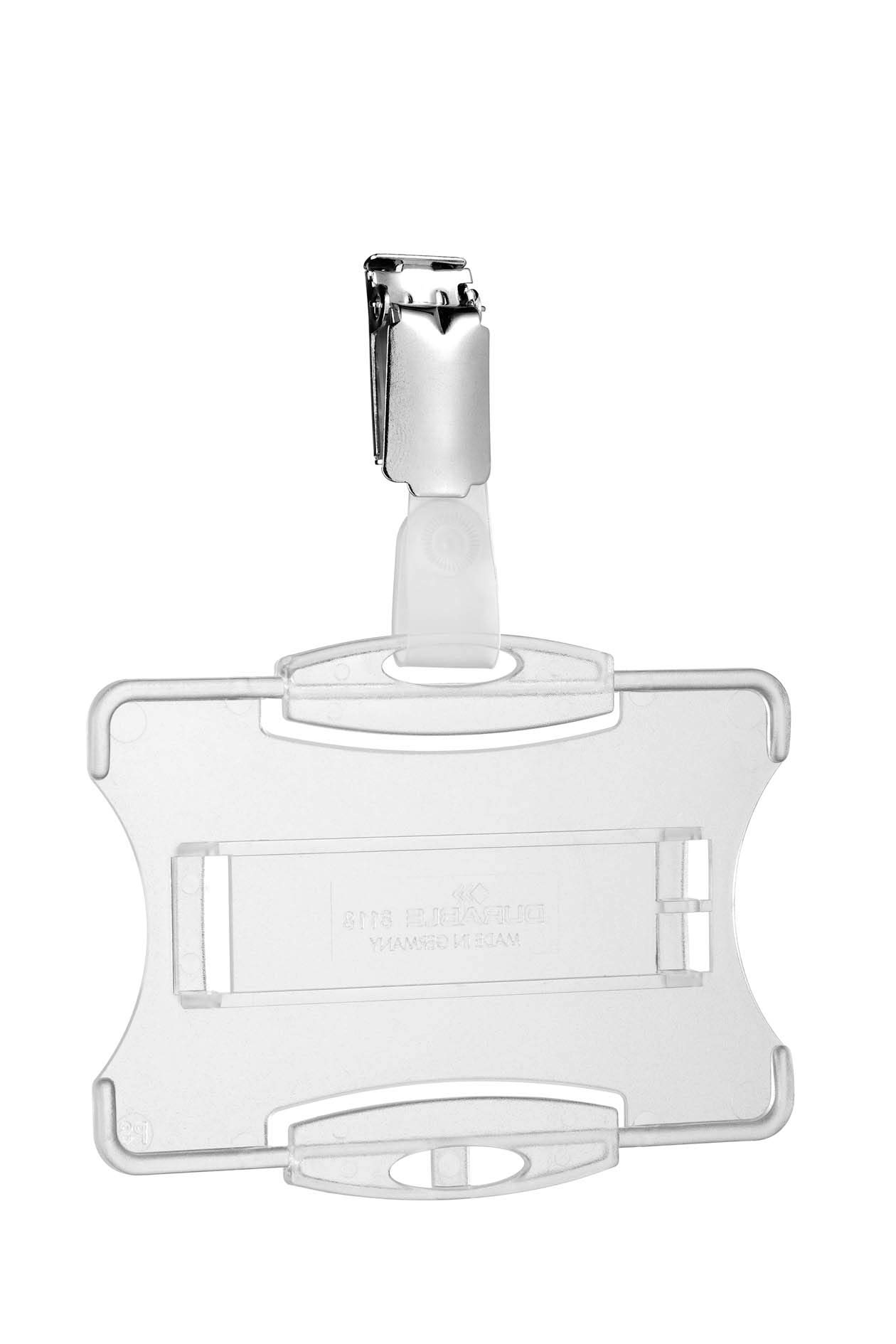 Durable Duo Security Pass Holder 54 x 85 mm Transparent | Holds Up to 2 ID/Security Cards | Pack of 25 | Ideal for Holding Swipe Cards, ID Cards, etc.