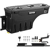 VEVOR Truck Bed Storage Box, Lockable Lid, Waterproof ABS Wheel Well Tool Box 6.6 Gal/20 L, Compatible with Chevrolet Silverado 1500 GMC Sierra 1500 2019-2020, Driver Side, Black
