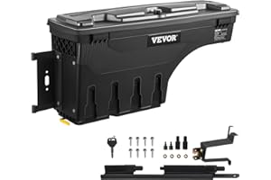 VEVOR Truck Bed Storage Box, Lockable Lid, Waterproof ABS Wheel Well Tool Box 6.6 Gal/20 L, Compatible with Chevrolet Silvera
