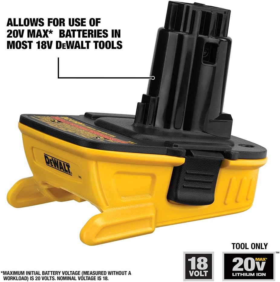 DEWALT 18v to 20v Adapter - Bare (DCA1820), Yellow/Black - - 