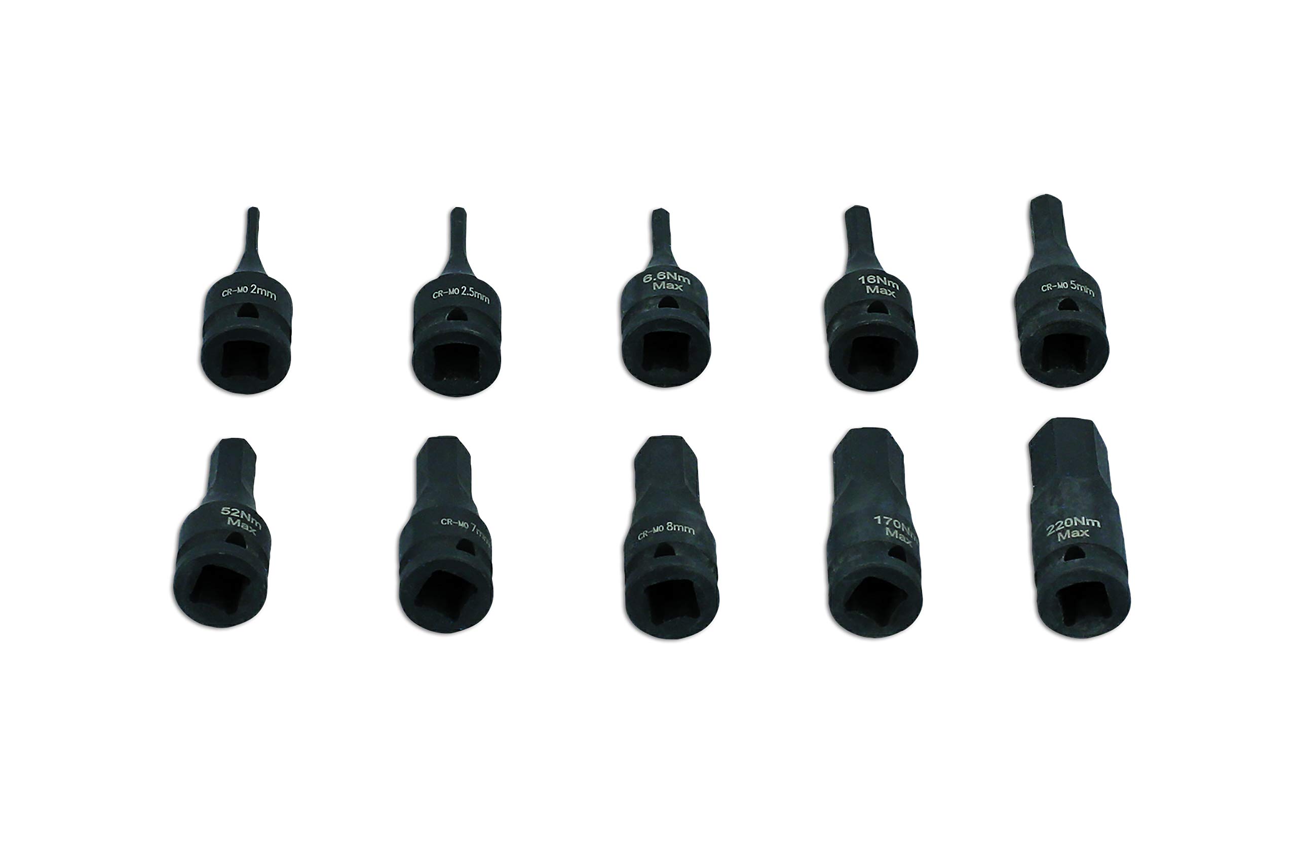 Laser 7838 Impact Hex Socket Bit Set 1/4"D 10pc