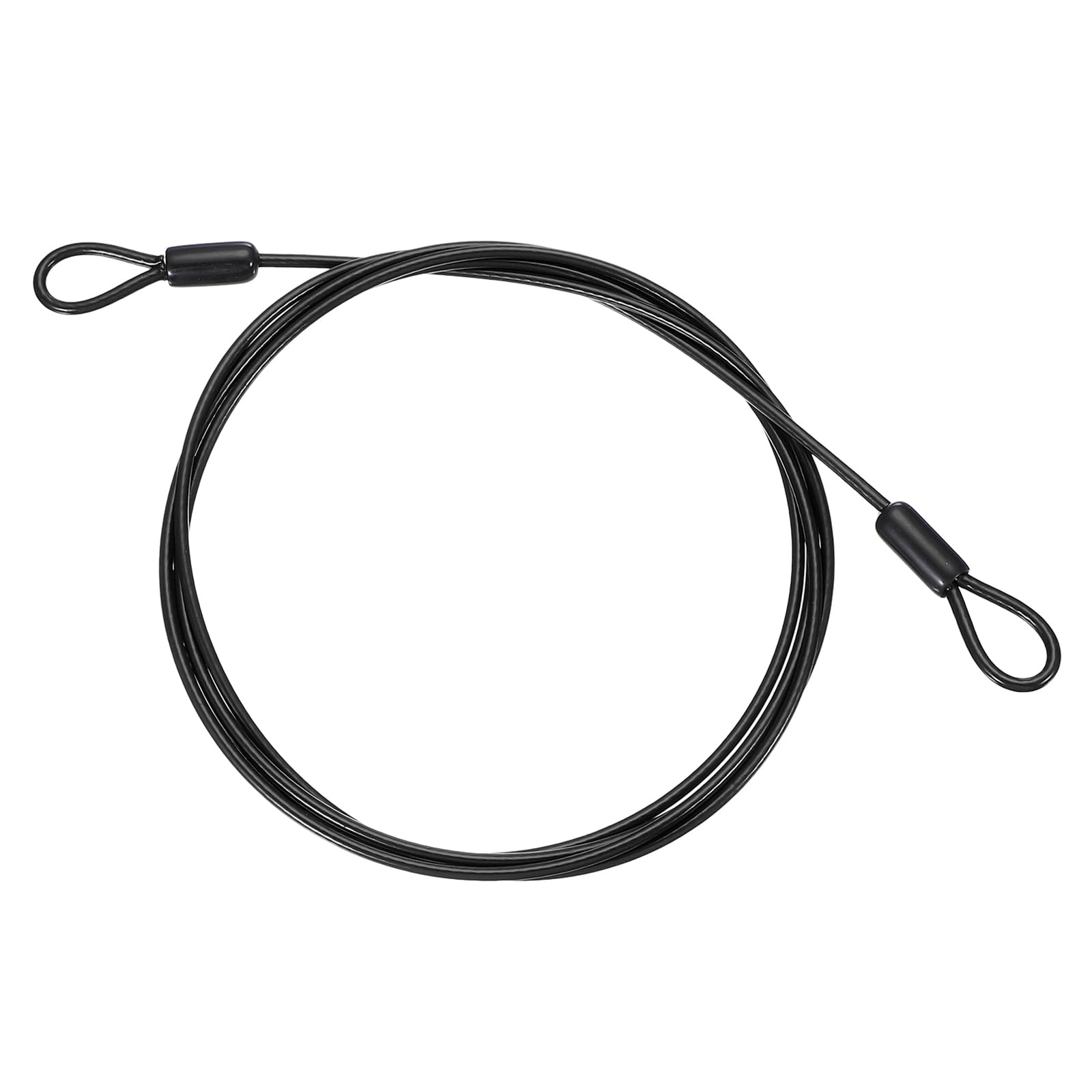 PATIKIL 1/8" Dia Vinyl Coated Stainless Steel Cable with Loops, 6.6ft (79") Flexible Wire Rope Security Chain Lanyard Lock for Outdoor Stage Lighting Luggage Lock, Black