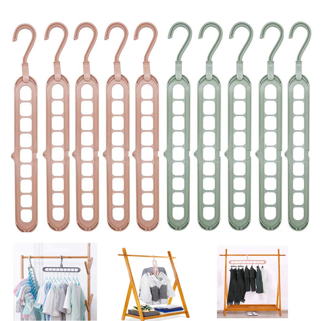 Linseray? 10 Pack Magic Hangers, Wardrobe Organisers Multi Functional Closet Hangers Rotate Anti-skid Folding Hanger for Dormitory, Bedroom, Bathroom — image 1