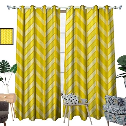 Amazon Com Homehot Yellow Chevron Blackout Window Curtain
