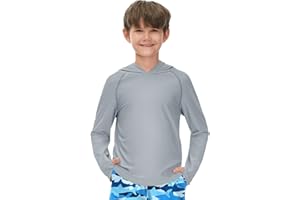 BesserBay Boys Sun Protection Hooded Long Sleeve Thumb Holes Rashguard Shirt 1-14 Years