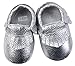 Unique Baby 100% Genuine Leather Baby Moccasins Anti-Slip Shoes S (5.1 inches) Silver