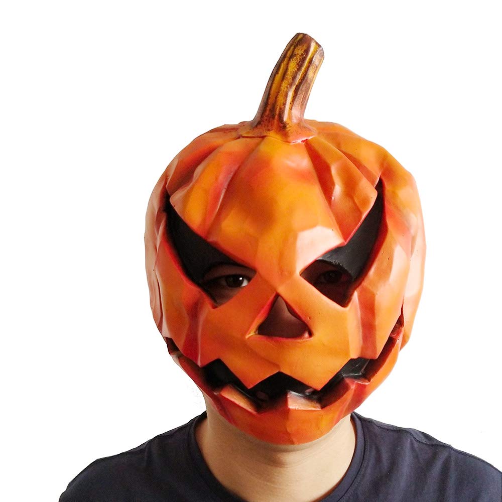 Pumpkin Head Mask,Novelty Halloween Mask Scary Latex Rubber