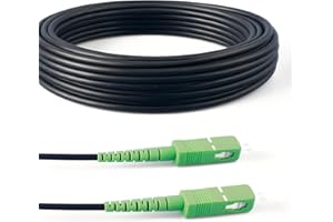 Elfcam® - 20m/65.6ft Armored Fiber Optic Cable for Outdoor and Indoor SCA to SCA Simplex Singlemode, Compatible with FTTH Cab