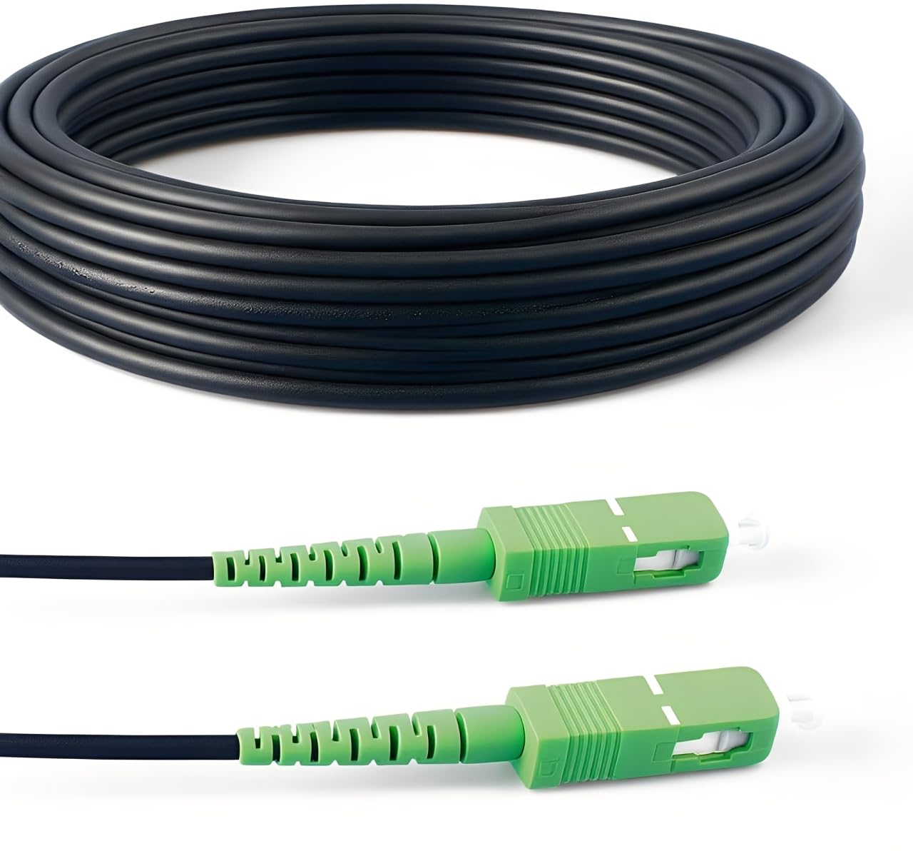Elfcam® - 5m/16.4ft Armored Fiber Optic Cable for Outdoor and Indoor SCA to SCA Simplex Singlemode, Compatible with FTTH Cables, 5 Meters
