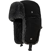 Clobeau Men's Faux Fur Trapper Hat Trooper Trapper Hat Warm Winter Hats Hunting Hats Ear Flaps Snow Ski Cycling Caps