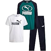 PUMA Boys Sweatpants Set - 3 Piece Fleece Pullover Long Sleeve Shirts Boys TShirt and Jogger Pants Kids Activewear Set (8-16)