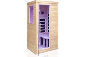 DWKWE Far Infrared Wooden Sauna Room for Home Use - 1350W Natural Hemlock Indoor Dry Sauna with Rapid Heating, Perfect for Athletes, Busy Professionals & Arthritis Sufferers