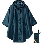 SaphiRose Unisex Rain Poncho Hooded Waterproof Raincoat for Adults Women