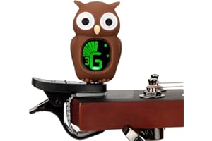 Easy Control Electric Violin Clip on Tuner Cute Owl Cartoon Acoustic Guitar Tuner, Brown