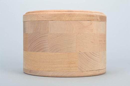 Pieza para decorar caja redonda hecha a mano de madera con tapa: Amazon.es: Hogar