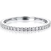 VISDIV 2mm 925 Sterling Silver Rings Gold Engagement Wedding Band Eternity Cubic Zirconia Simulated Diamond Stackable Ring for Women