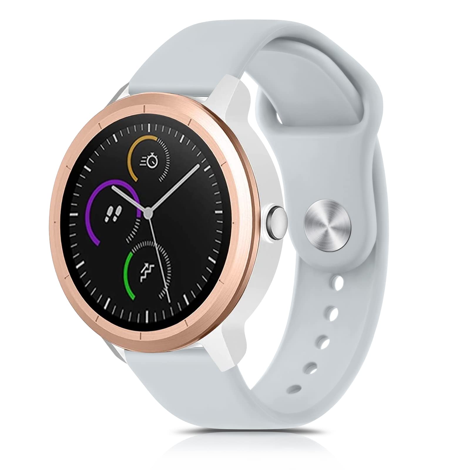 Oumida Bracelet Compatible with Garmin Venu/Venu Sq/Venu 2 Plus & Garmin Vivoactive 3/Vivoactive 3 Music/Vivomove Style/Vivomove 3/Luxe/HR, 20 mm Adjustable Silicone Sport Watch Strap, Grey