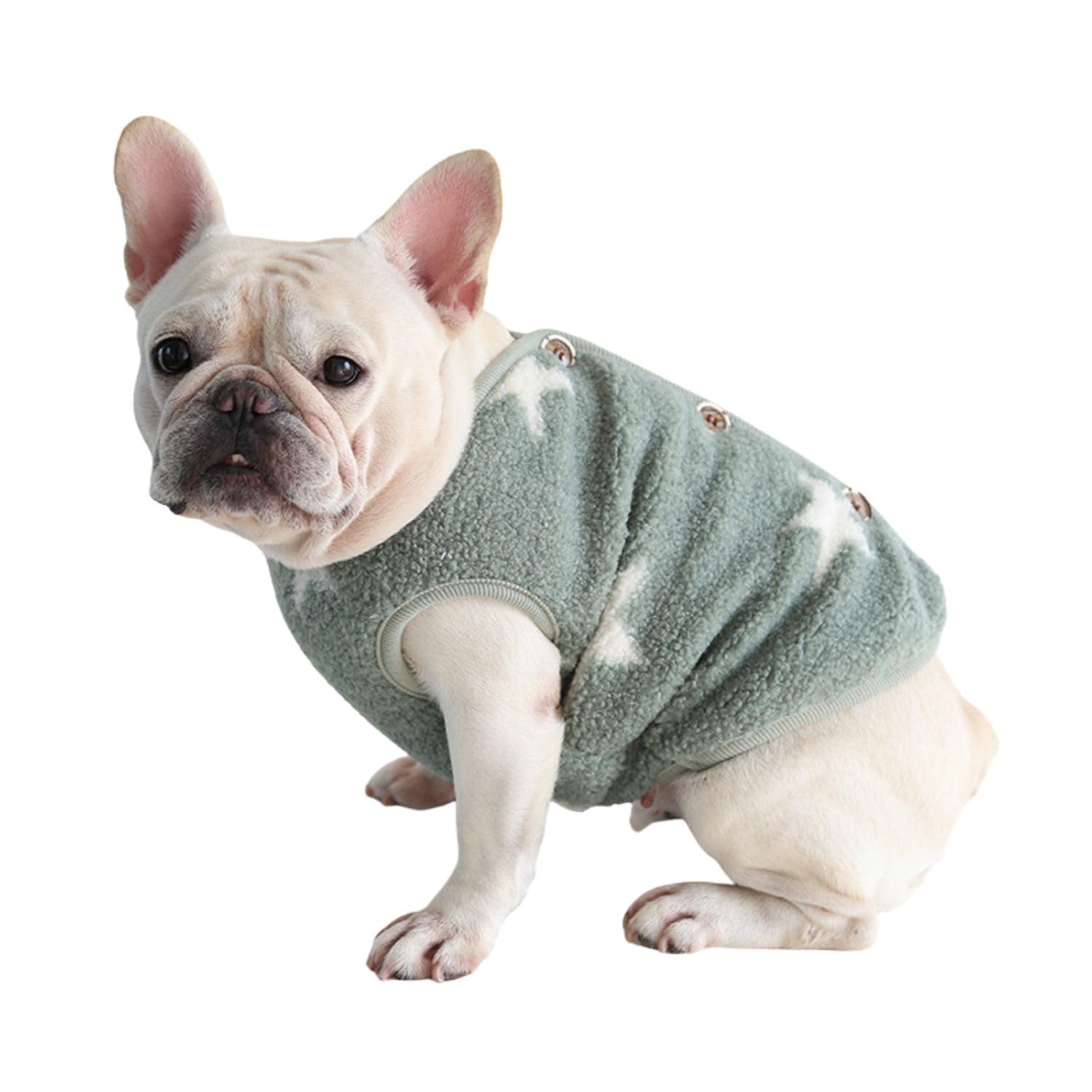 BT Bear Fat Dog Clothes,Dog Big Chest Polar Fleece Pet Winter Warm Coat Jacket for Cats Small Dogs Medium Dogs Pug French Bulldog (XS,Green)