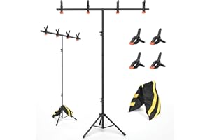 Forlogic T-Shape Backdrop Stand 6.5x3.2FT(HxW), Adjustable Green Screen Backdrop Stand kit Background Holder with 4 Spring Clamps, Sturdy Photo Stand for Party, Photography, Video, Studio