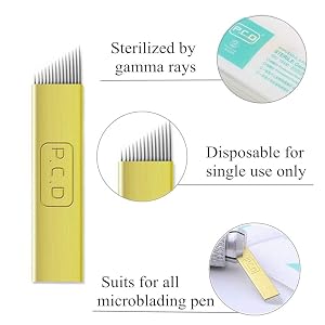 100PCS Disposable Pigmento Microblading PCD 12 14 19 pin Needles Permanent Makeu