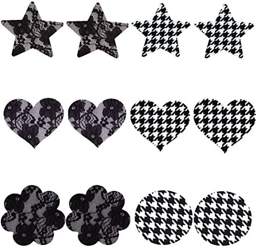 6 Pairs Black Womens Sexy Pasties Disposable Pasty Set Stain Nipple Cover
