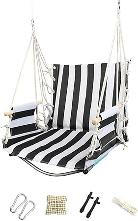 Amazon De Viktion Hangesessel Kinder Garten Schaukel Erwachsener Hangematte 2 Personen Schaukelsitz Hangestuhl Hangeschaukel Fur Outdoor Indoor Bis 150 Kg Belastbar Schwarz Weiss