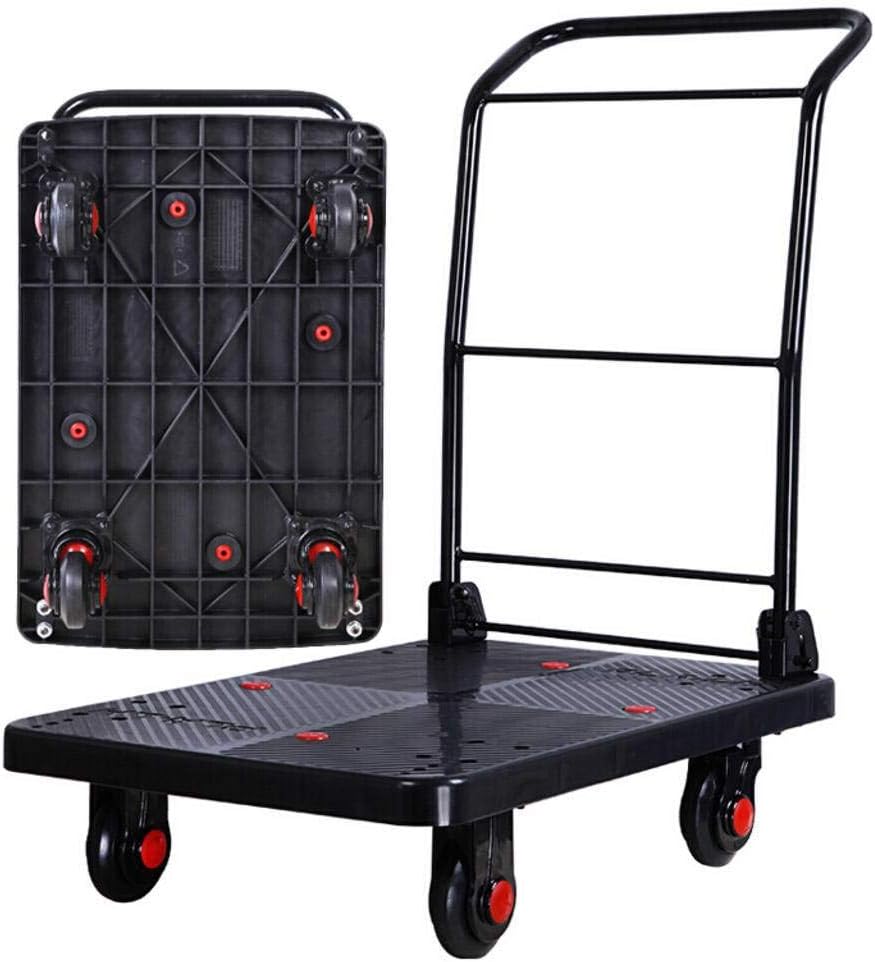 Heavy Duty Platform Truck with 4 Swivel Castor with Bearing - Mute, 300kg Load Capacity, Compact Foldable Solid Construction Utility Cart, Warehouse Transport Cargo Handling