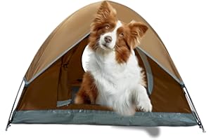 ASFANES Outdoor Waterproof Pet Camping Tent, Cave Bed for Indoor Cats and Small Dogs, Portable Cat House Dog House, 39.3x39.3x23.6'', Brown, L.