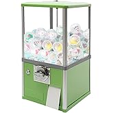 Liffshsy Big Commercial Capsule Vending Machine, 4 25 Cent Coins Per Side Operated Gumball Bank Machine, Gumball Dispenser Machine for Toy Capsules Bouncy Balls Candy, Multicolor (Green)