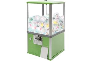 Liffshsy Big Commercial Capsule Vending Machine, 4 25 Cent Coins Per Side Operated Gumball Bank Machine, Gumball Dispenser Machine for Toy Capsules Bouncy Balls Candy, Multicolor (Green)