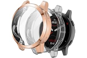 WUWOCJ 2-Pack Screen Protector Cases Compatible with Garmin Vivoactive 4/Venu 2 45mm,All-Around Soft TPU Protective Case Bumper Frame Cover (Rose Gold/Clear)