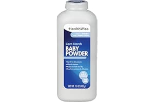 HealthWise Corn Starch Baby Powder | Aloe + Vitamin E | Talc Free | Paraben & Phthalate Free | Absorbs Moisture | 15 oz (425g)