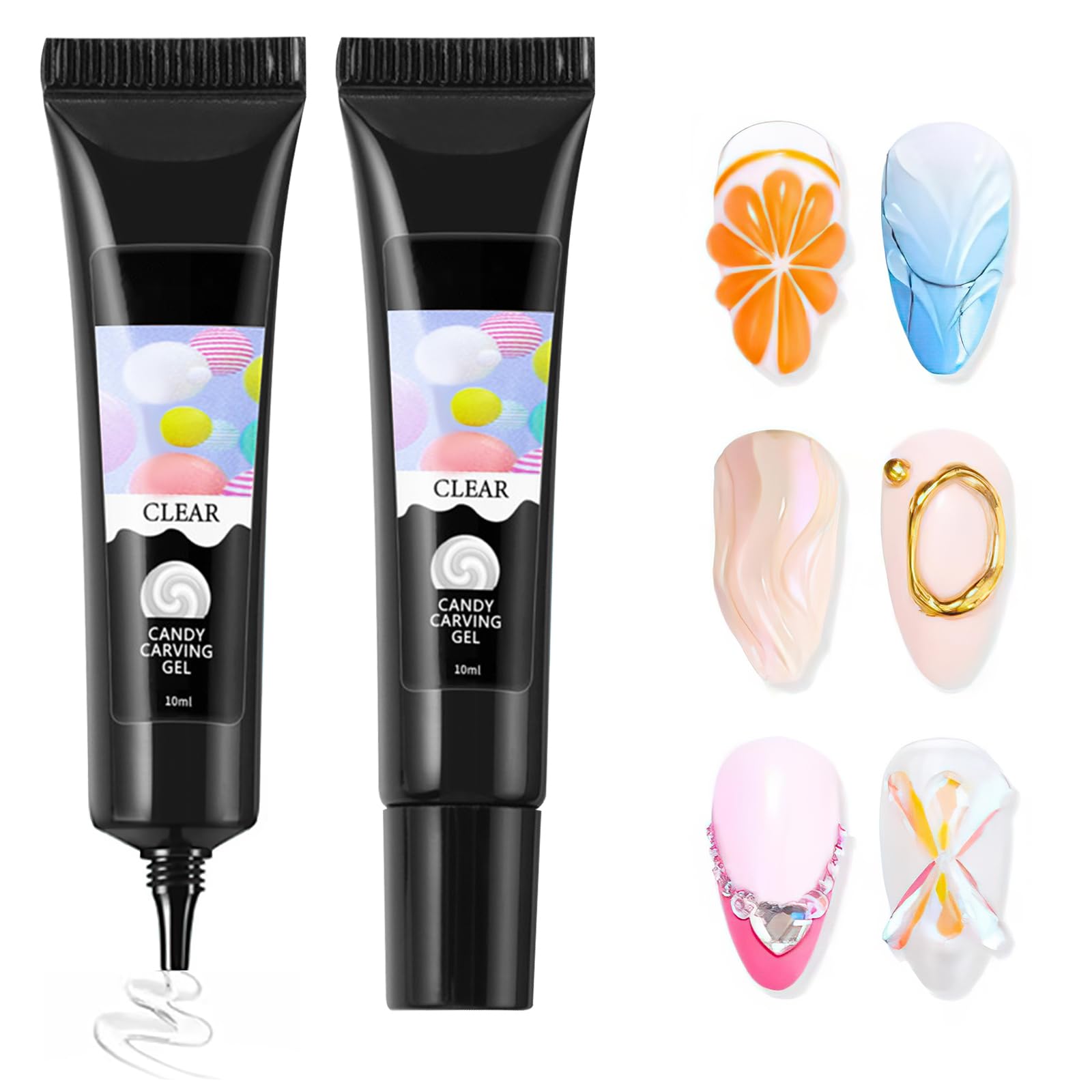 2pcs Sculpture 3D Carving Gels, DIY Nail Painting Carved Gel for Salon Professionals