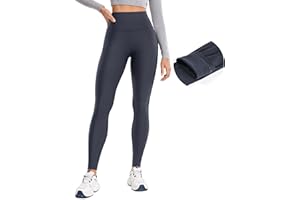 CRZ YOGA Fleece Lined Leggings 28'' - Thermal Casual Lounge Workout Yoga Womens Full Length Pants Winter Warm
