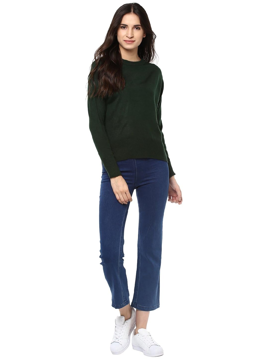 cayman women olive green solid sweater