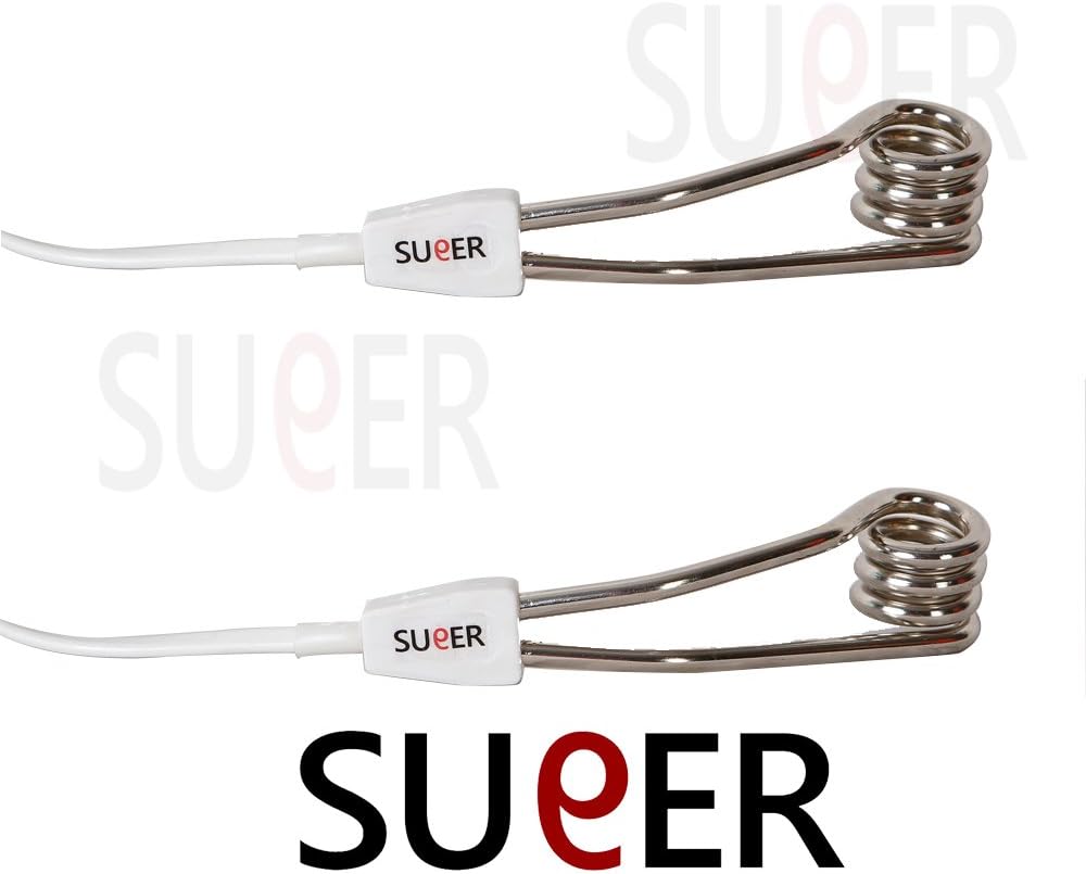 Super9 Norpro 559 Instant Electric Immersion Heater 300 Watts for Water Coffee Tea (2-PACK) Home Single Small Electric Immersable Heaters With Thermostat Mini For Hot Pool Tub Tank Bucket Boiling