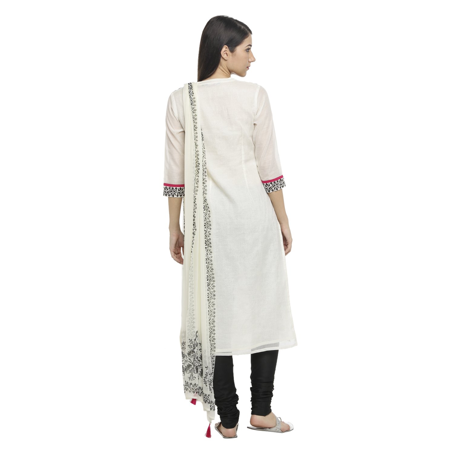trishaa by pantaloons women's cambric straight churidar kurta dupatta
