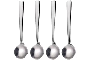 4Pcs Tiny Spoons Silver Small Stainless Steel Spoon Condiment Spoon Mini Seasoning Spoons for Powder Spices Pepper Sugar Coff