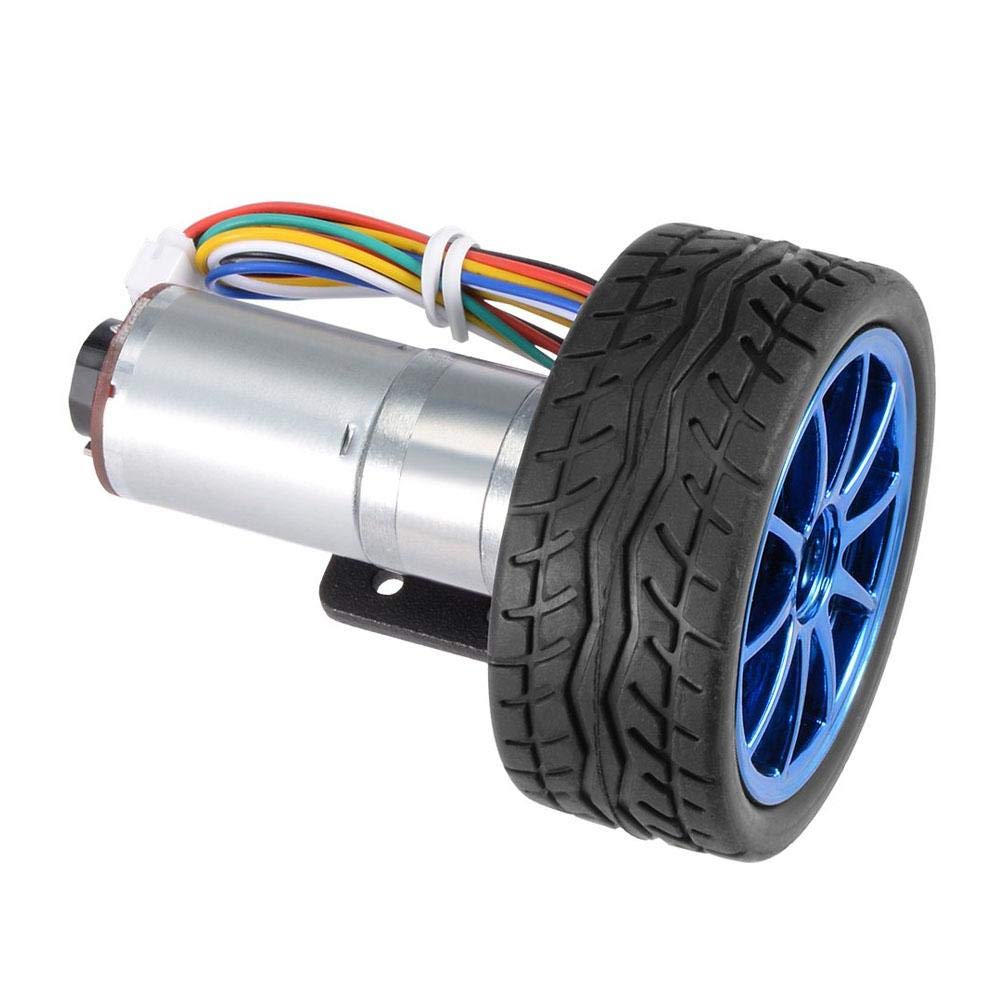 Photo 1 of DC12V DIY Encoder Gear Motor for Smart Car Robot with Mounting Bracket 65mm Wheel Kit (200RPM)