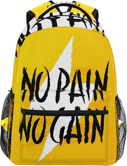 Dxg1 Pas De Douleur Gagner Inspirationnelle Citation Jaune Sac A Dos Femmes Hommes Adolescent Fille Garcon Sac A Main Sac A Main Sac A Main Sac A Dos Casual Daypack Fournitures Amazon Fr