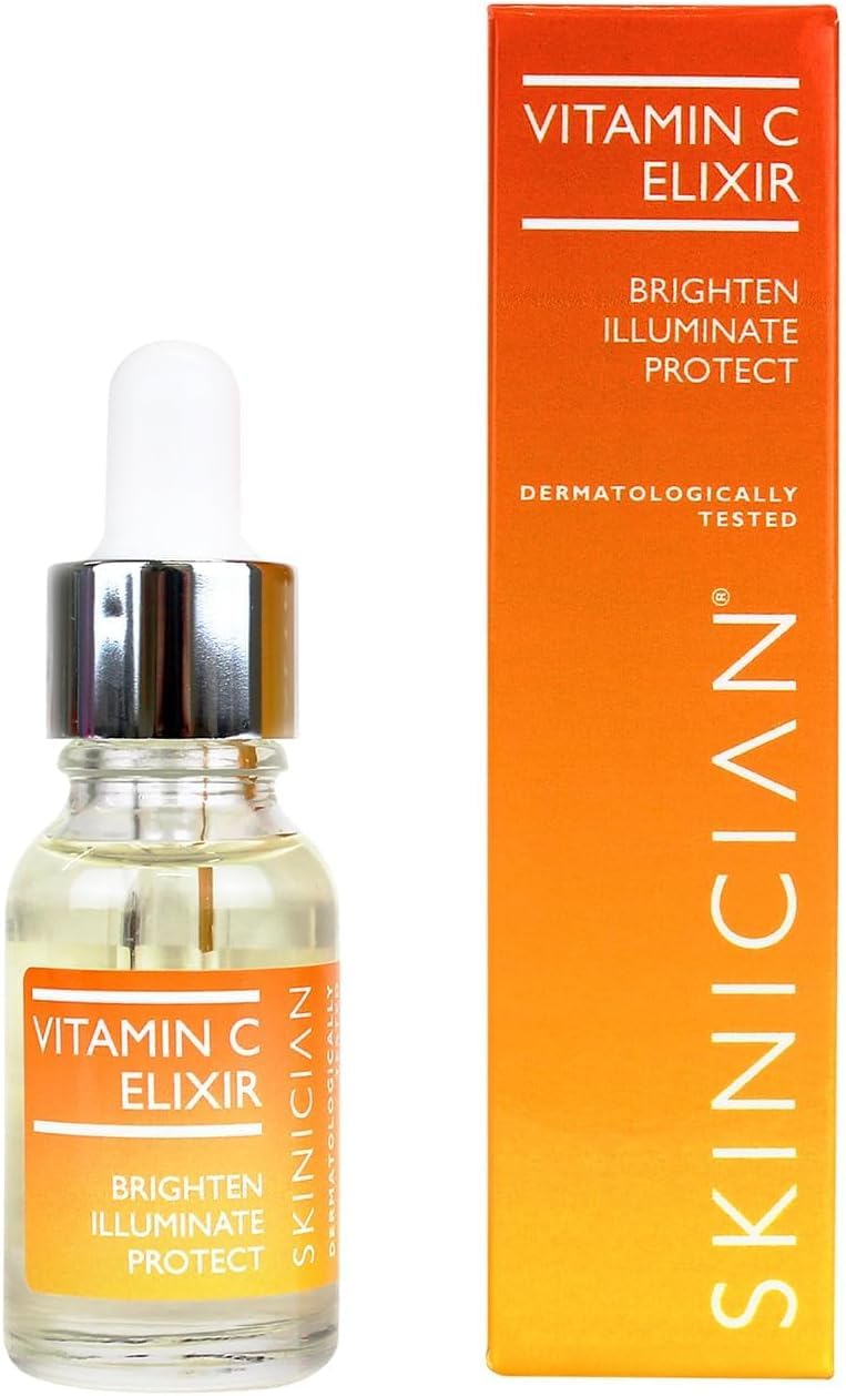 SKINICIAN Vitamin C Elixir 15ml - Anti Wrinkle & Brightening Face Serum with Avocado Oil - Collagen-Boosting Vitamin C Serum for Radiant, Plump Skin - Reduces Age Spots & Fine Lines