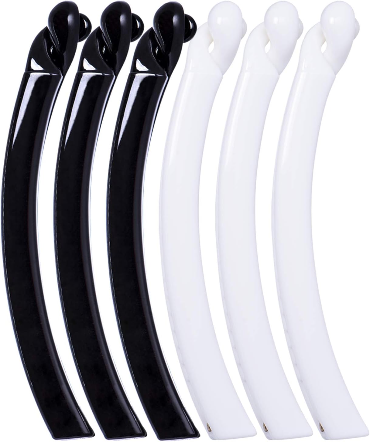 RC ROCHE 6 Pcs Banana Hair Clip Thin Hair Fine Ponytail Maker No Slip Small Claw for Women Secure Grip Jaw Clamp Cute Strong Medium Black and White